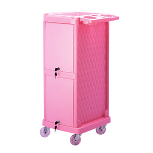 Carrello carrello per salone con serratura T18 rosa con ruote per postazione salone