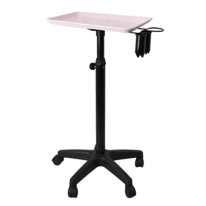 Carrello portavassoi Rolling Salon in alluminio rosa con supporto per apparecchio per capelli